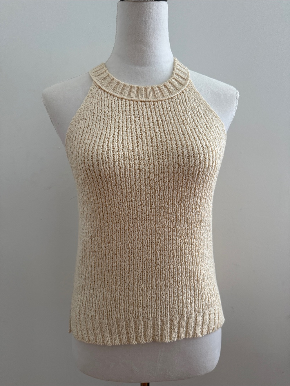 J. Crew Cream Ribbed Halter Knit Tank
